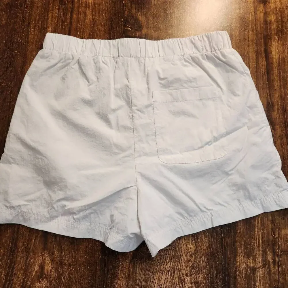 Urban Outfitters High Waisted White Windbreaker Shorts Size Medium